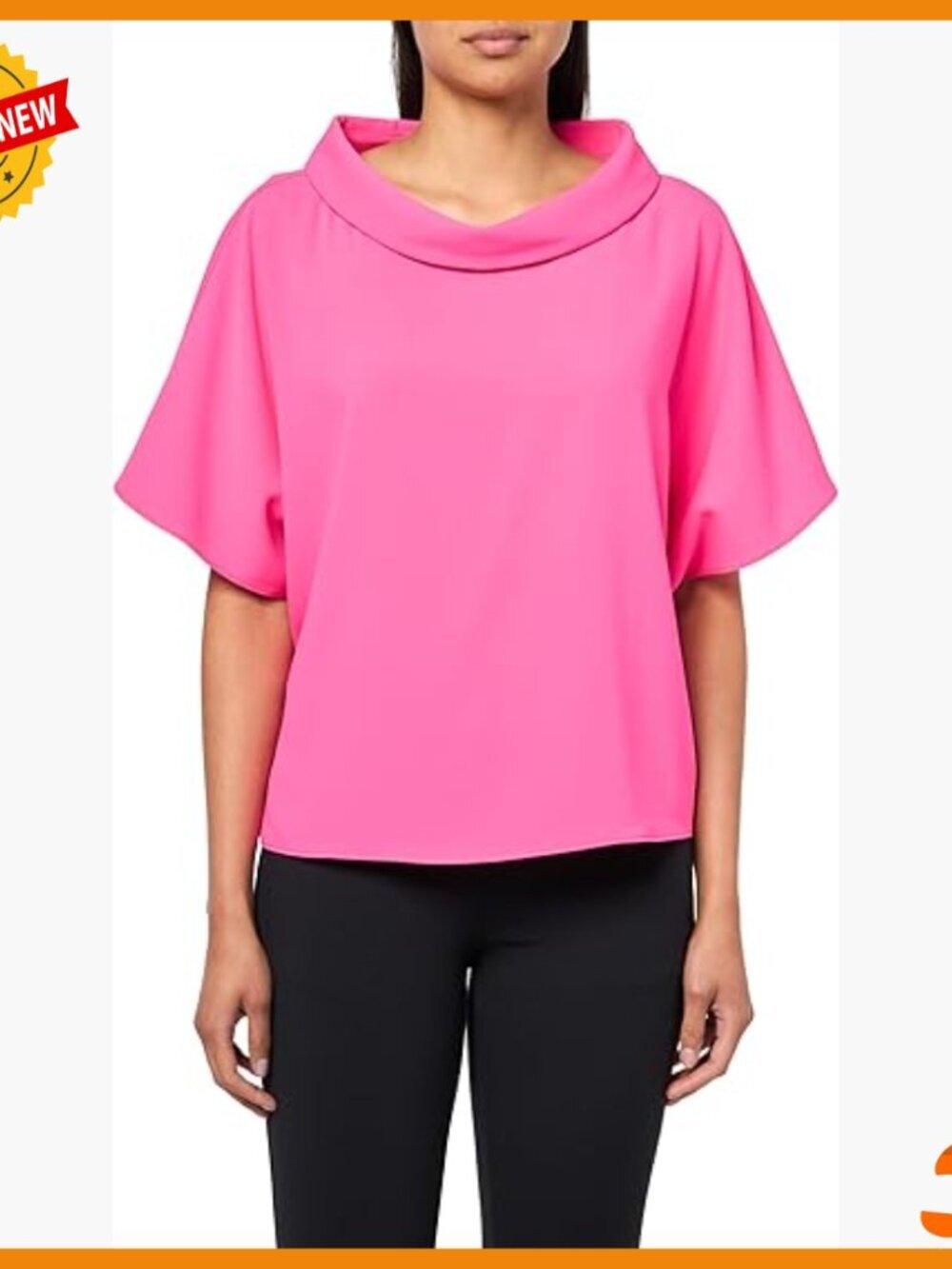Relaxed Fit Blouse with Folded Boat Neck and Dolman Sleeves